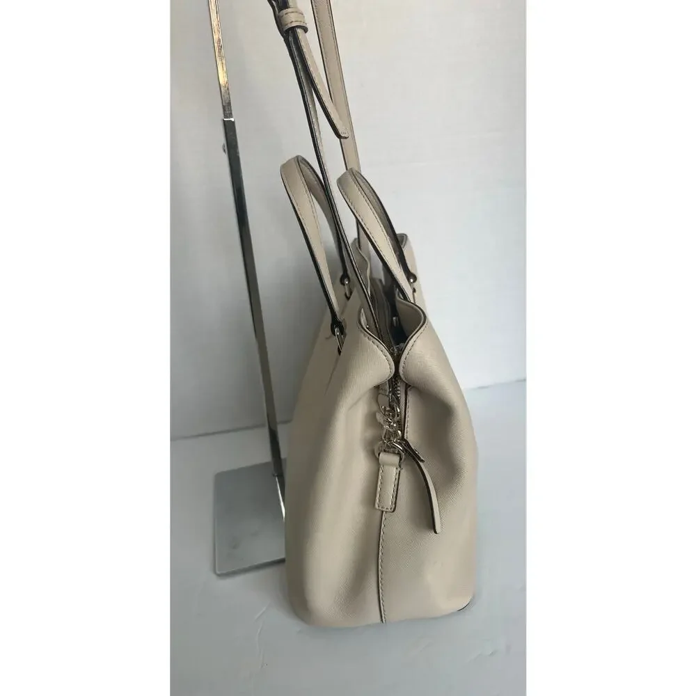 Kate Spade Saffiano Cream Leather Evangelie Laurel Way Satchel Crossbody Handbag